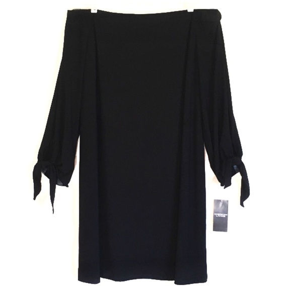 American Living Off Shoulder Shift Dress Black 16 - Picture 3 of 5